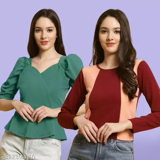 Clasic Casual Fashion Forward Women's Tops - Pack of 2