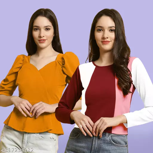 Clasic Casual Fashion Forward Women's Top - Pack of 2