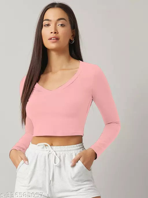 Western Printed V_ Neck Crop Top