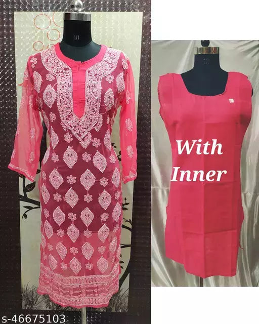 Handwork Chikankari Chiffon boota jaal with inner.