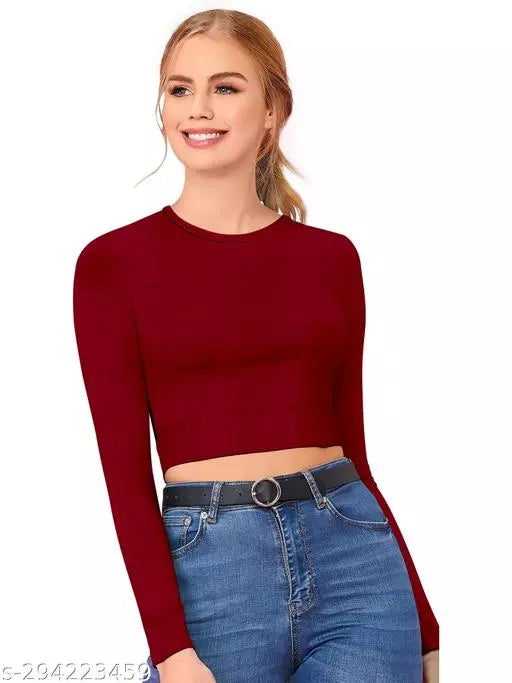 Womens Maroon Crop Top