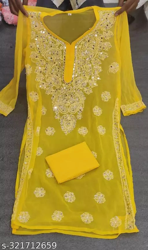 MIRROR CHIKANKARI KURTI WITH INNER