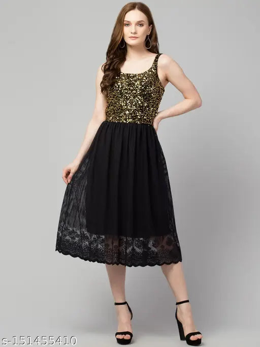 Trendy Sequinned Mesh Dress / Sequin Tassel Mesh Perspective Party dress