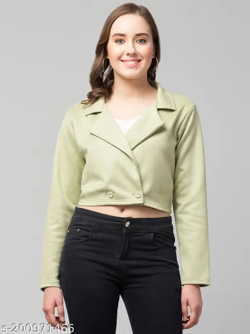 Women Solid Double-Breasted Casual Suede Blazer