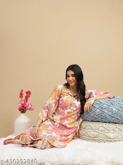 Hand Work Co-Ords Kurta Pant For Women's