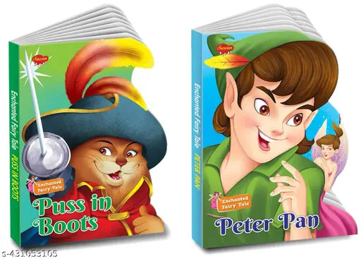 Die Cut Enchanted Fairy Tale Peter Pan and Puss in Boots books for kids : Children story book  storytelling books for kids  Board books for kids - Set of 2 Die Cut Enchanted Fairy Tale book for kids (Hardcover).