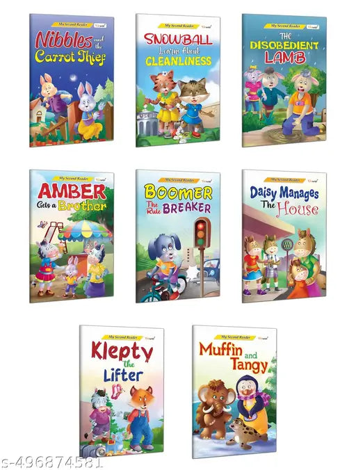 My Second Reader Collection : Klepty the Lifter  Muffin and Tangy  Snowball Learns About Cleanliness and more : Preschool story book  Story collection for young learners - Combo of 8 Books
