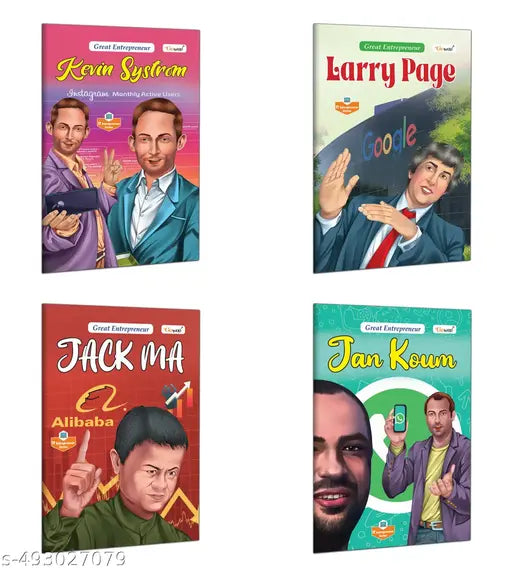 Story Books for Kids : Jack Ma  Jan Koum  Larry Page and Kevin Systrom (Great Entrepreneur) Early learning books - Children learning book  Books for young learners - Combo of 4 Books