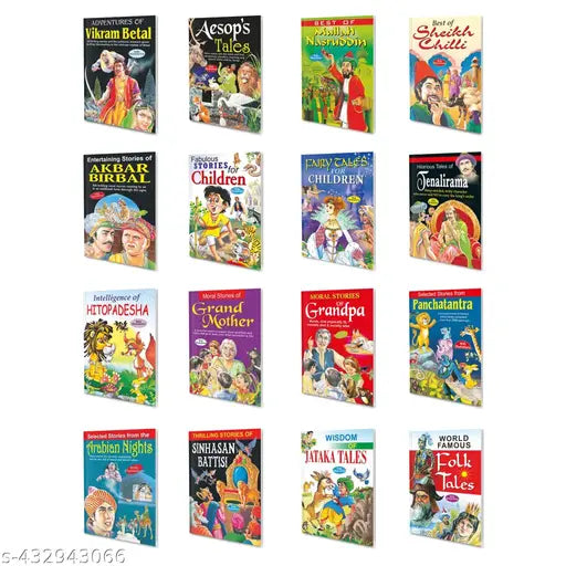 Children Story Books Complete Combo : Famous children's stories  Story books for kids  Educational story book - Set Of 16 Story Books.