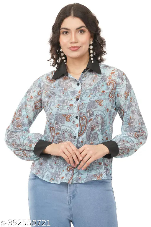 Women printed georgette  casual summer shirt