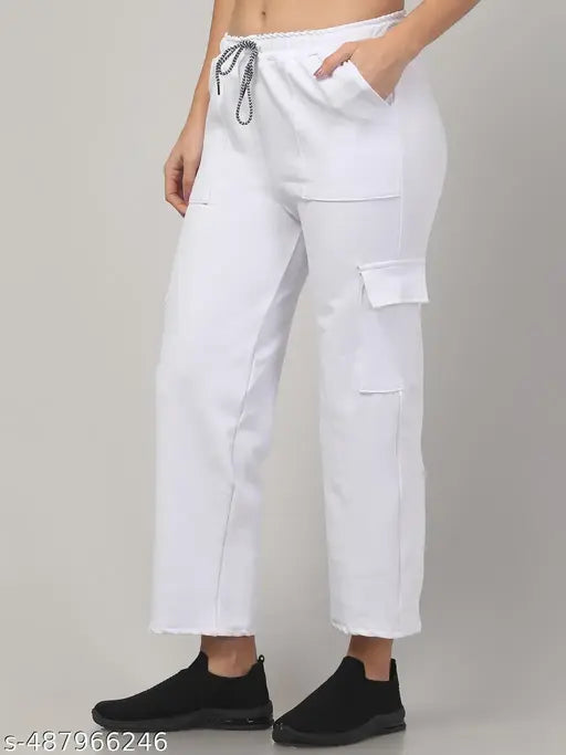 Women solid cargos stylish jogers cargo pants
