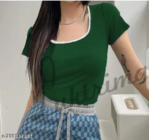 Deepneck Short Contrast Top