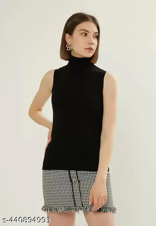 Turtle Neck Sleeveless Rib Top