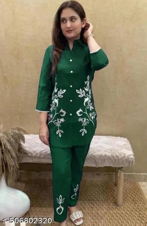 Women printed 3/4 sleeve co-rd set