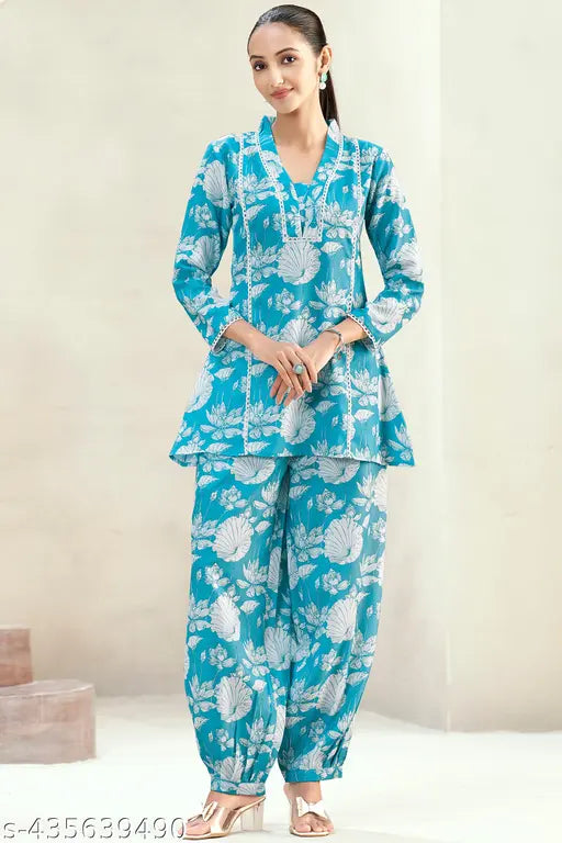 Women's Poly blend  Floral Lace Co-Ord Set