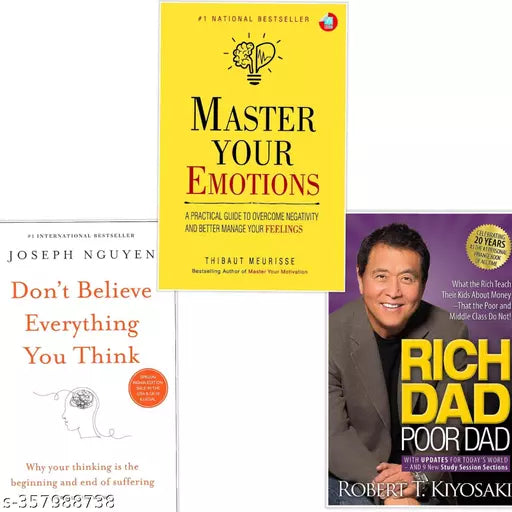 Set Of 3 Books - Master Your Emotion by Thibaut Meurisse  + Don't Believe Everything You Think by  Joseph Nguyen + Rich Dad by  Robert T. Kiyosaki