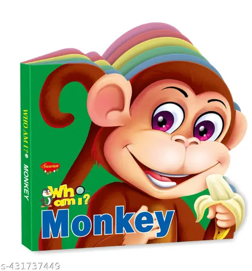 Monkey 'Who Am I' Die-Cut Shape Board-Book : Die cut learning book  Learning book for kids  Educational board book.