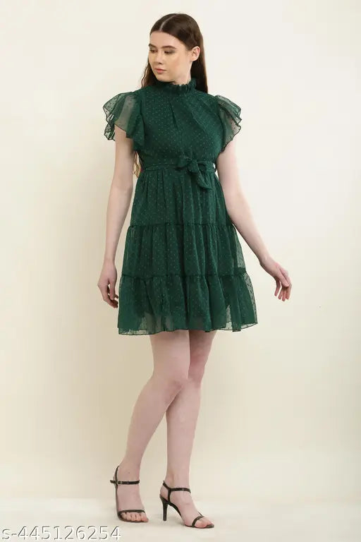 HF plain green dress