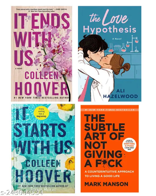 IT END WITH US BY COLLEEN HOOVER  + IT STARTS WITH US BY COLLEEN HOOVER  + THE LOVE HYPOTHESIS BY ALI HAZELWOOD    + THE SUBTLE ART OF NOT GIVING A BY MARK MANSON