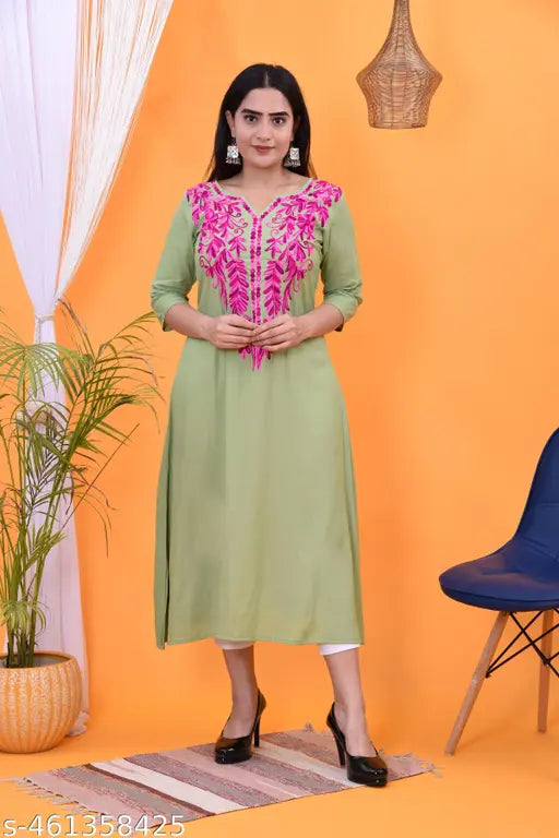 Women Embroidery Kurta rayon kurti embroidered