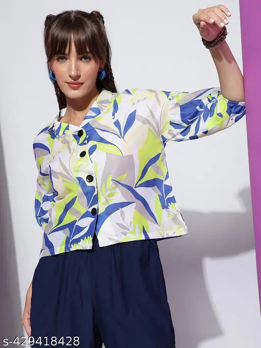 Women's Crepe Floral Printed Resort Shirt