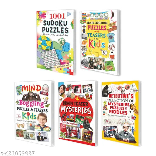 Activities Books for Kids  Sudoku Puzzles Books  Riddles Books for Kids  Brain-Building Books for Kids - Set of 5 Activities Books.