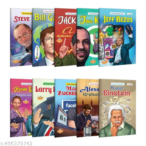 Story book for kids : Bill Gates  Steve Jobs  Mark Zuckerberg and more (Great Entrepreneur)  Albert Einstein  and Alexander Graham Bell (Great Scientists)-Educational Books for Kids -Combo of 10 Books
