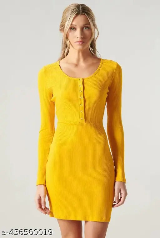 TRENDY ND SPECIAL FOR GIRLS AND WOMENS TICH BOTTON BODYCON DRESS