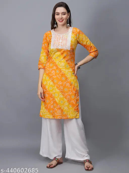 Women Floral Print Pure Cotton Straight Kurta