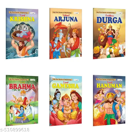 My First Mythology Story : Arjun  Brahma  Durga  Ganesha  Hanuman and Krishna Interactive learning books for toddlers  Mythical creatures for kids  Classic children’s mythology- Pack of 6 books