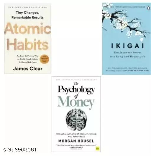 Combo Of Best Seller Books: Psychology Of Moneyy + Atomic Habitss + Ikiggai  (Paperback  James Clear  Morgan Housel