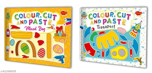 Mixed-Bag and Transport book : Activity books for kids  Children colouring book  Cut and paste book - Set of 2 books for kids (Paperback).