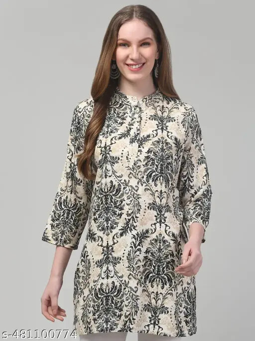 Women printed 3/4 sleeve short kurti