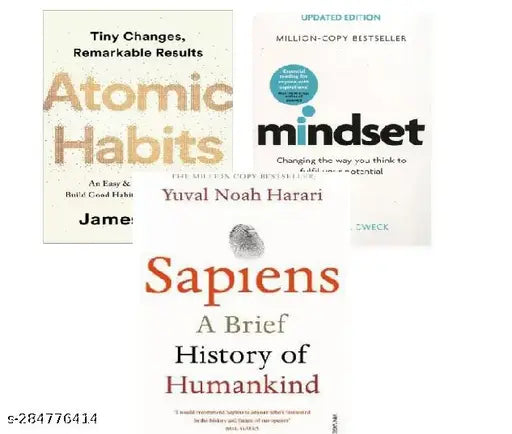 Atomic Habits+ Sapiens+ Mindset (3 BOOKS COMBO) (English  Paperback  Clear James Harari Yuval Noah  DR CAROL S. DWECK)