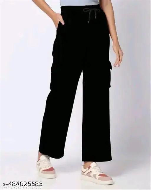 Women solid 4 pockets jogers cargo pants