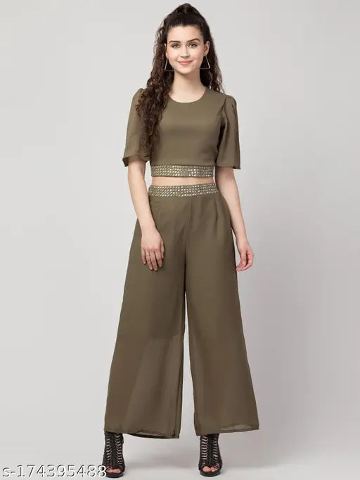 Stylish Solid Top and Plazzo Co-ords
