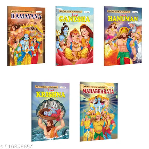 Ganesha  Hanuman  Krishna  Mahabharat and Ramayan - My First Mythology Story : Educational book for kids  Children's First Mythology Stories  Toddler learning books - Combo of 5 Books