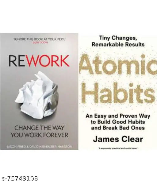 Set Of 2 (Atomic Habits +rework) Best Novels (Paperback  JASON FRIED  JAMES CLEAR)