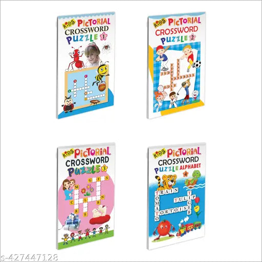 Kids Pictorial Crossword Puzzle-1 2 3 and Alphabet book for kids : Puzzle book for kids  Activity book for kids  Children's crossword with pictures - Gift pack of 4 for kids