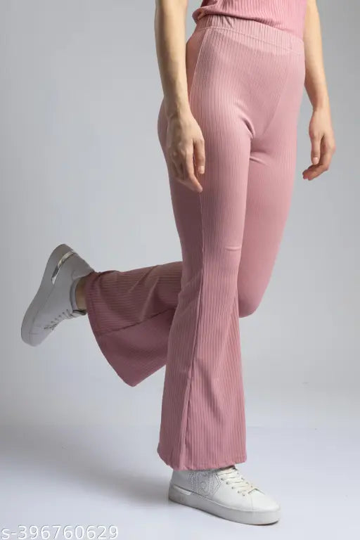 Redamancii  Ribbed Bell Bottom Plazzo