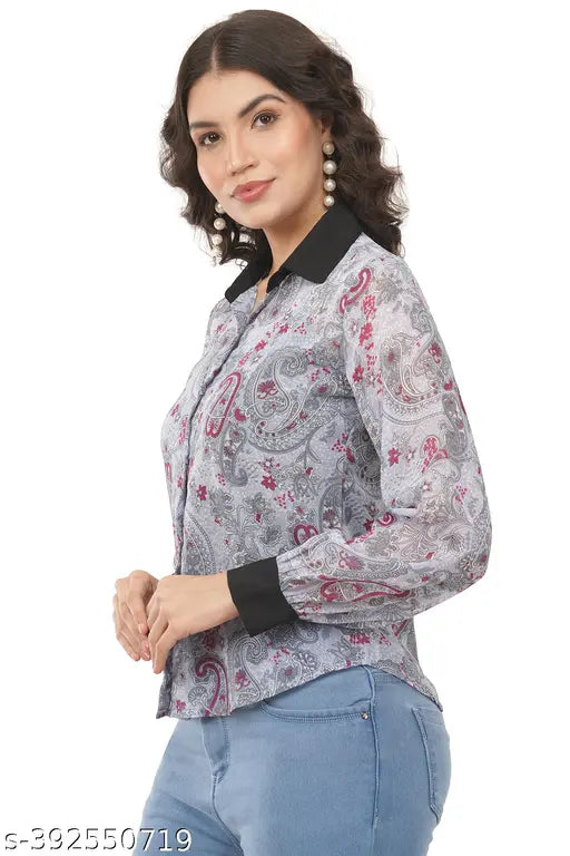 Women printed georgette  casual summer shirt