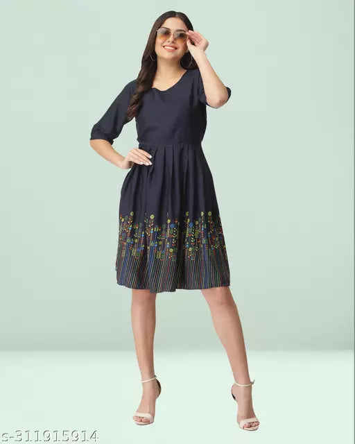 New Crepe  Printed Western Wear Dress