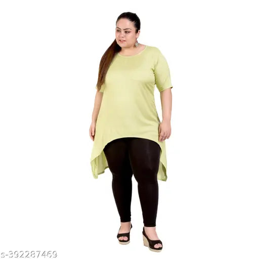 Tranquil Rayon Plus Size Green Kurti by FAZZN