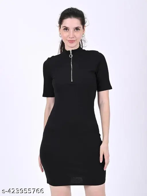Latest nd trendy bodycon mid chain dress  black