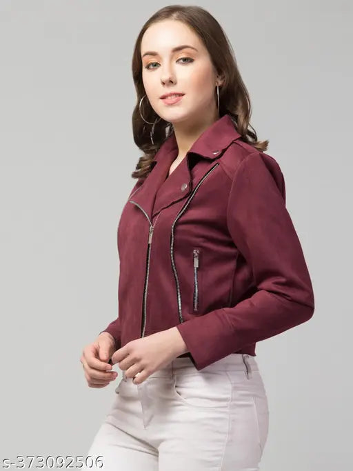 Urban Streetwear Women Classic Winter Suede Zipper Jacket