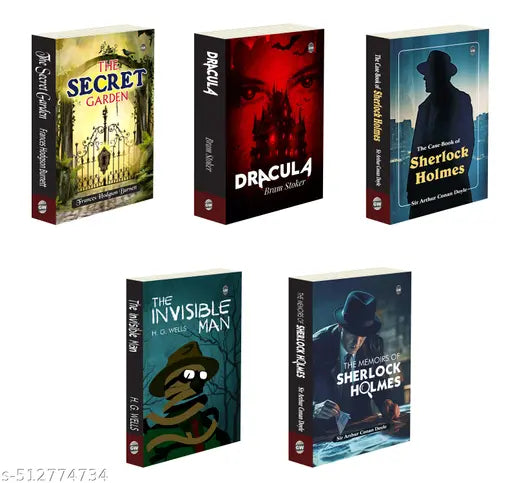 The Case Book  Memoirs of Sherlock Holmes  Dracula  The Invisible Man and The Secret Garden : Mystery & Gothic Combo  Must-Read Classics Novel of Mystery  Horror  and Transformation - Pack of 5 Novels