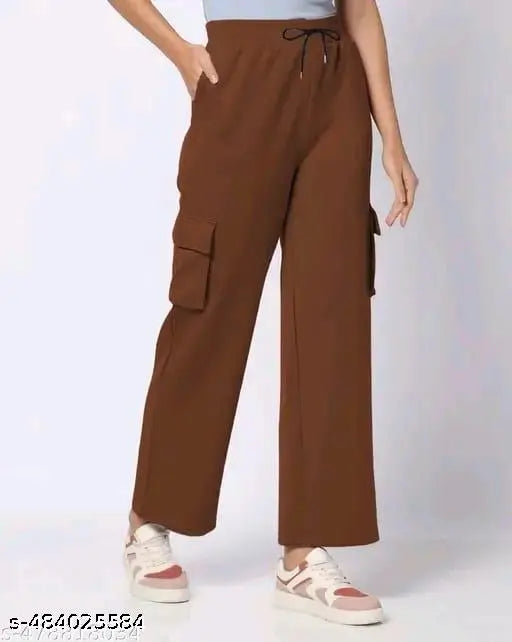 Women solid 4 pockets jogers cargo pants