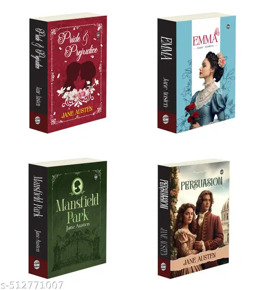 Jane Austen Collection : Mansfield Park  Persuasion  Emma and Pride and Prejudice - Best Classic Novels of Romance  Wit and Social Commentary  Top English books - Pack of 4 Novels