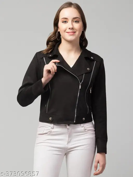 Avyola Women Classic Winter Suede Zipper Jacket