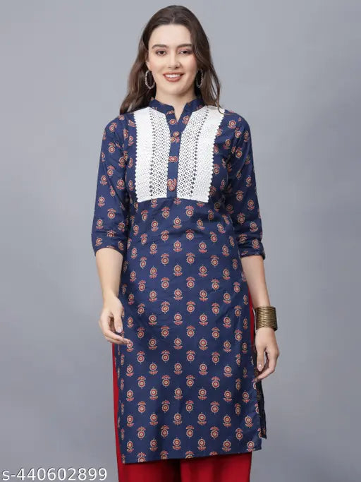 Women Floral Print Pure Cotton Straight Kurta